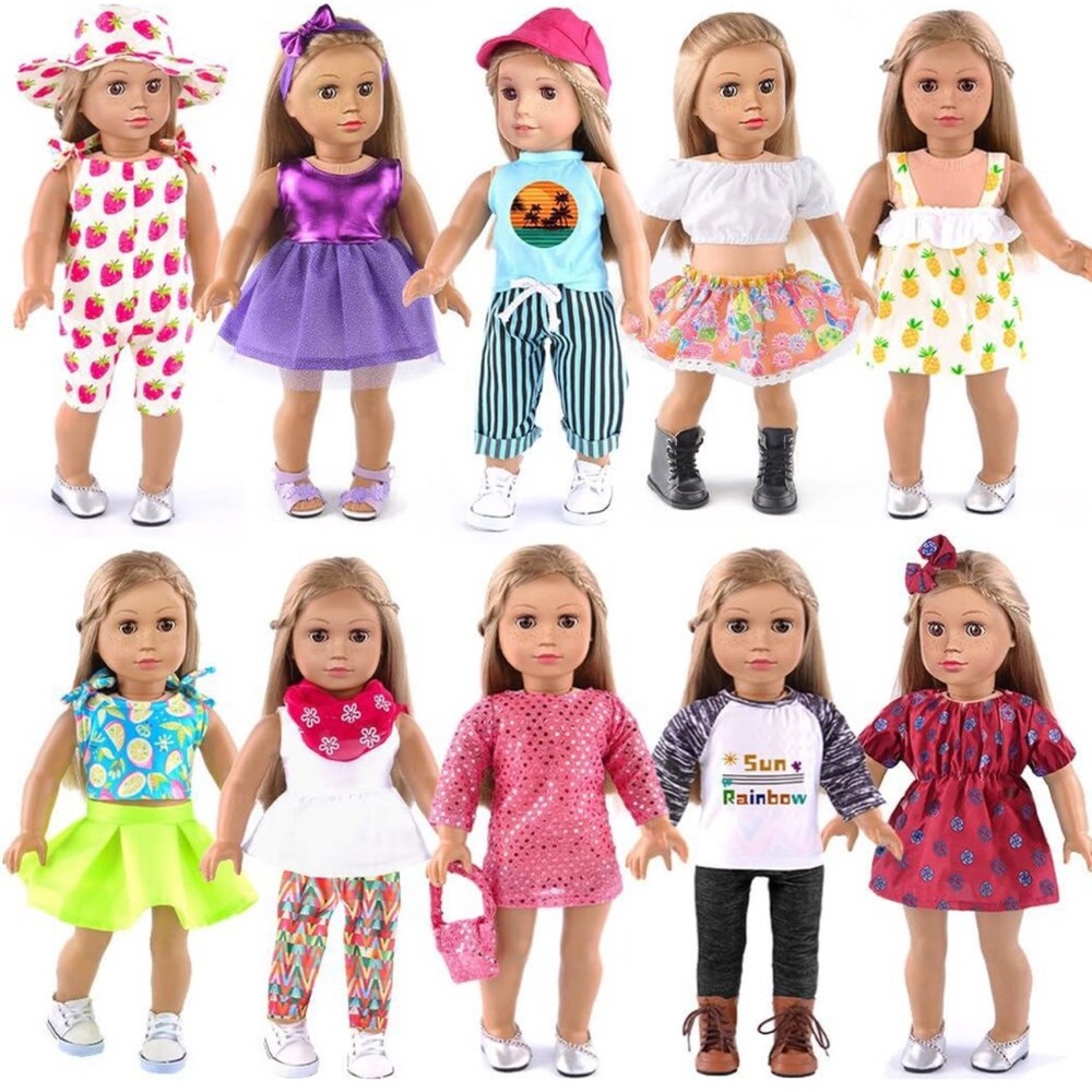 8 outfits for 18 Inch Dolls w/ 10 bonus accessories and shoes